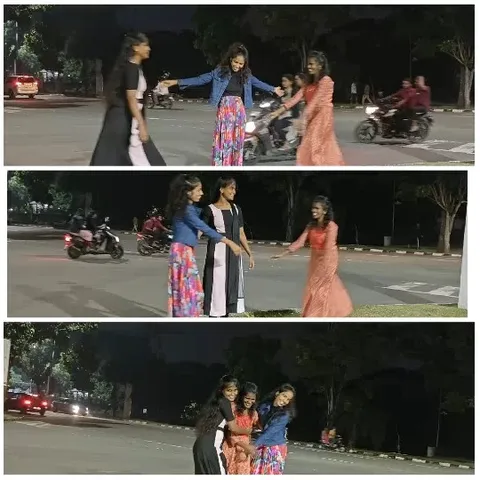 Young Women Laughing on a Street