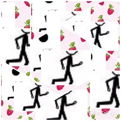 Running Stick Figures on Colorful Background