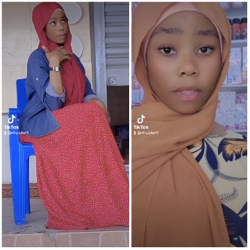 Woman in Hijab Sitting and Standing