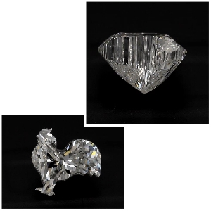 Two Faceted Crystals on Black Background