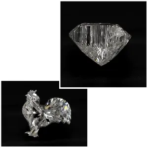 Two Faceted Crystals on Black Background