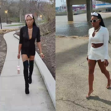 Two Fashionable Walkers Outdoors