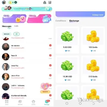 Messaging App Interface with Currency Exchange