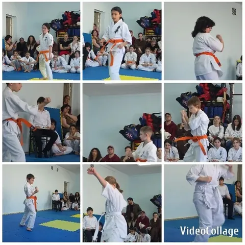 Children Performing Karate in Dojo