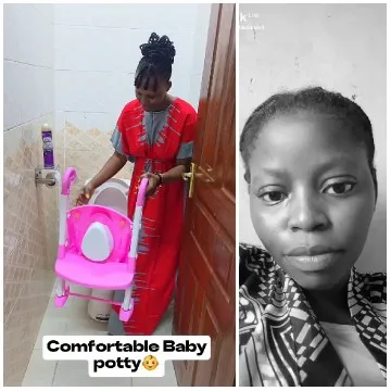 Woman with Baby Potty and Headshot
