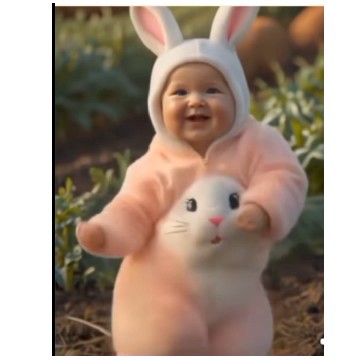 Baby in Bunny Costume Outdoors