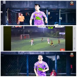 Soccer Game Under Floodlights
