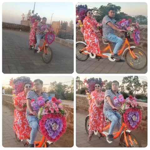 Couple on a Tandem Bicycle