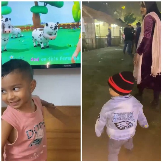 Child Watching TV and Walking