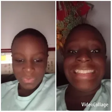 Child Smiling on Couch Indoors
