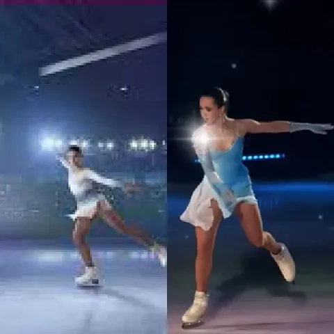 Figure Skaters Performing on Ice