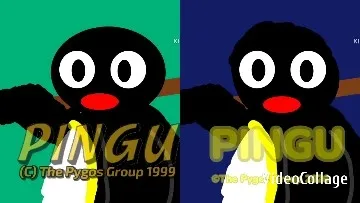 Two Penguins Against Colorful Backgrounds