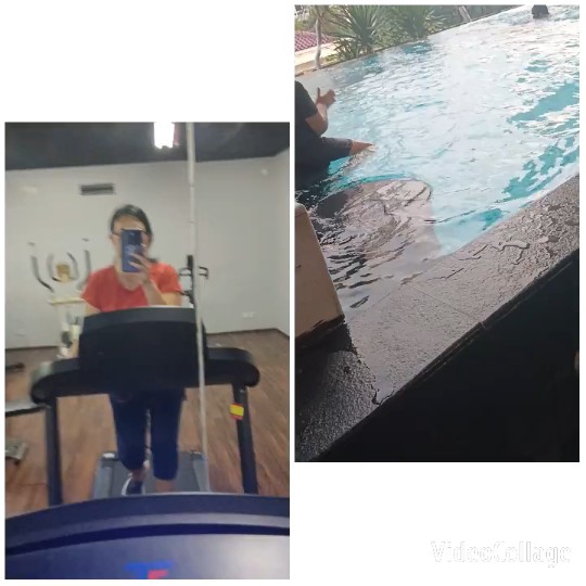 Selfie on Treadmill and Pool Scene