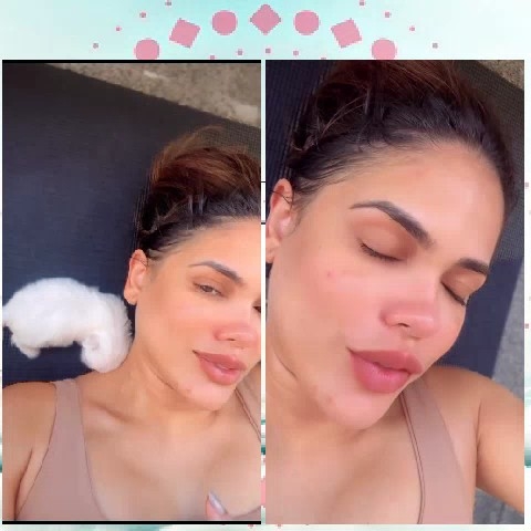 Woman and Puppy Lying Together