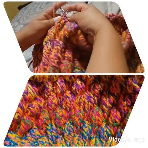 Knitting Colorful Yarn and Fabric