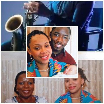Saxophone Player and Smiling Family