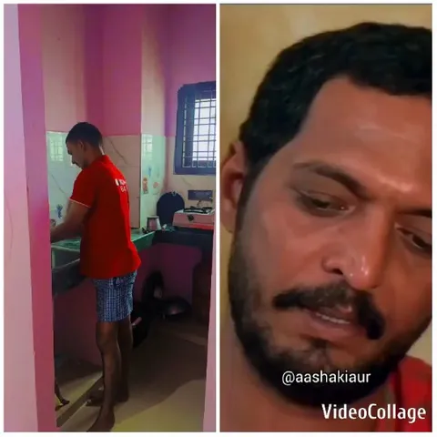 Washing Dishes in Pink Kitchen
