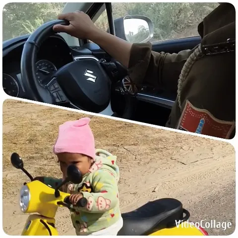 Driving Suzuki with Child on Motorcycle