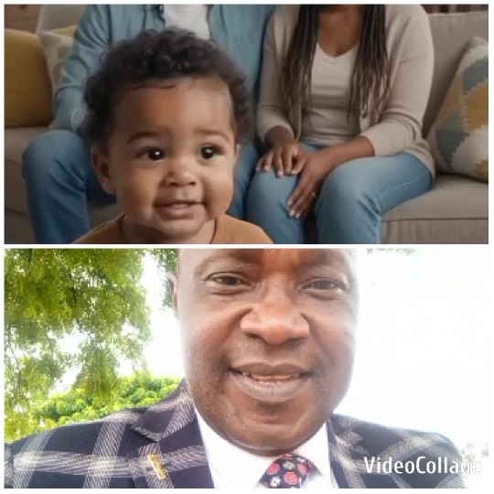 Child Smiling with Parents on Couch