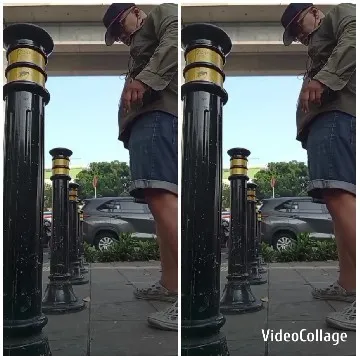 Man Posing Near Bollards Outdoors