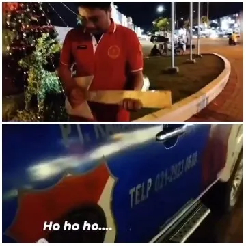 Christmas Decorated Sidewalk at Night