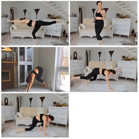 Woman Performing Fitness Exercises Indoors