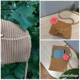 Crocheted Handbag with Decorated Background