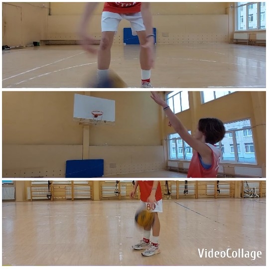 Basketball Action in Gymnasium