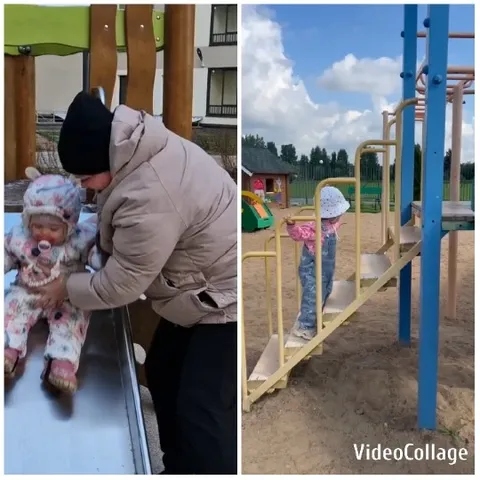 Child Going Down Playground Slide