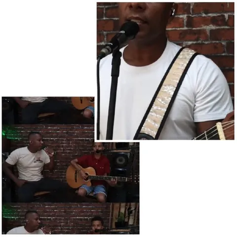 Musical Performance Against Brick Wall