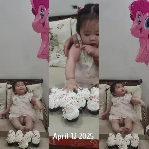 Child with Cupcakes on Couch