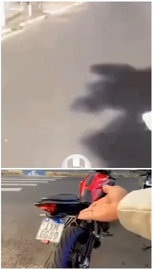 Shadow on Road and Parked Motorcycle