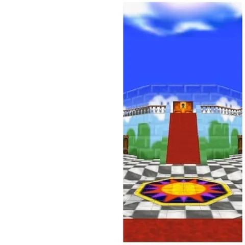 Video Game Scene with Red Carpet