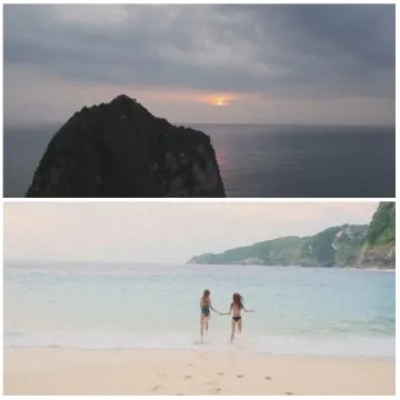 Sunset Over Ocean And Beach Walkers