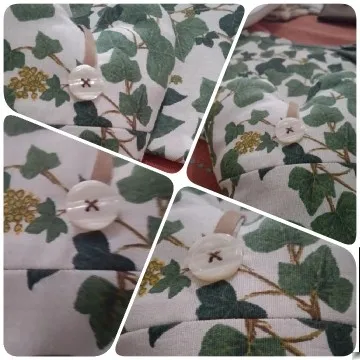 Leafy Fabric with White Buttons