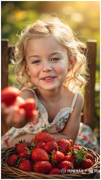 Young Girl Smiling With Strawberries