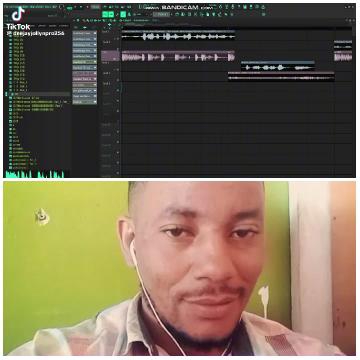Audio Editing Software and Person with Earphones