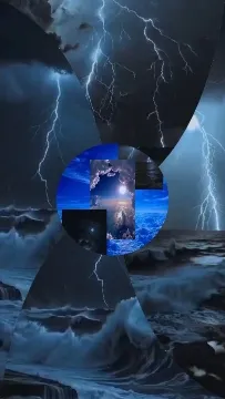 Stormy Seascape with Cosmic Elements