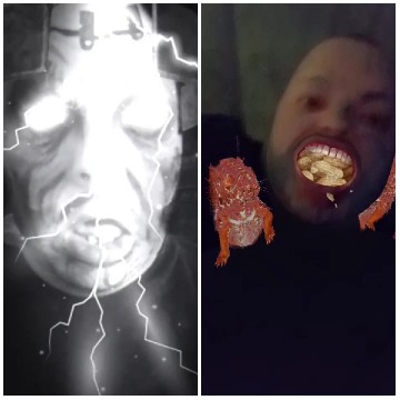 Surreal Face with Lightning Effects