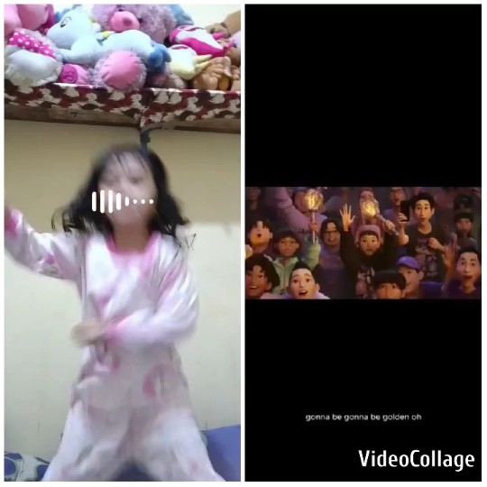 Child Jumping and Animated Crowd