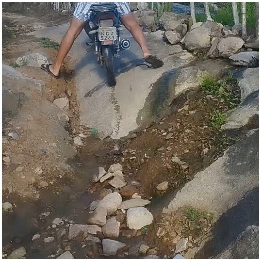 Motorcycle Ride Over Rough Terrain