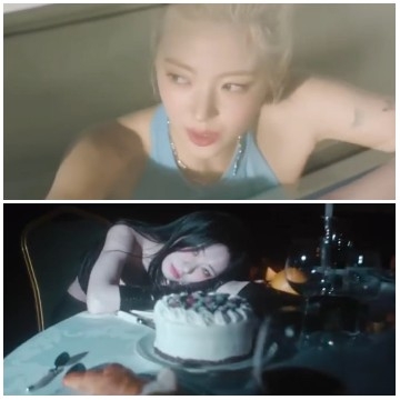 Person in Water and Cake Setting