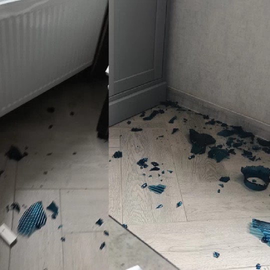 Shattered Ceramic on Floor