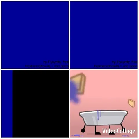 Blue Sections with Cartoon Bathtub