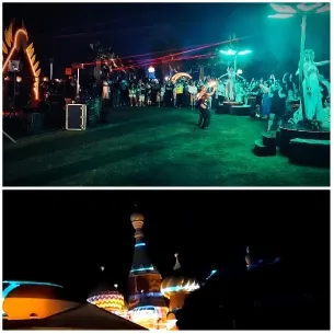 Night Gathering with Colorful Lights