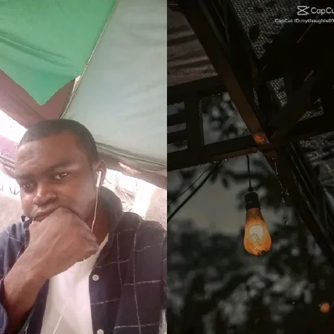 Person Under Canopy and Light Bulb