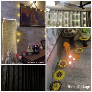 Indoor Space with Buddha and Festive Decor