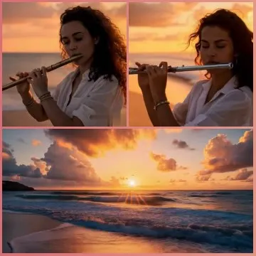 Flute Player and Serene Sunset