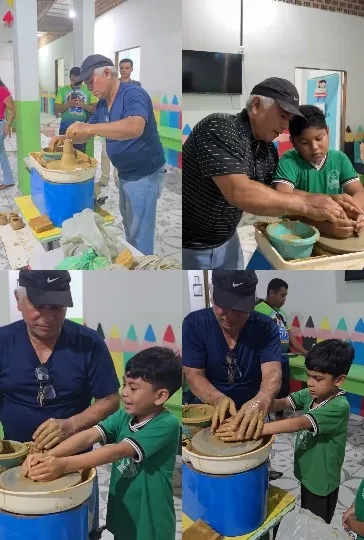 Teaching Pottery in Colorful Workshop