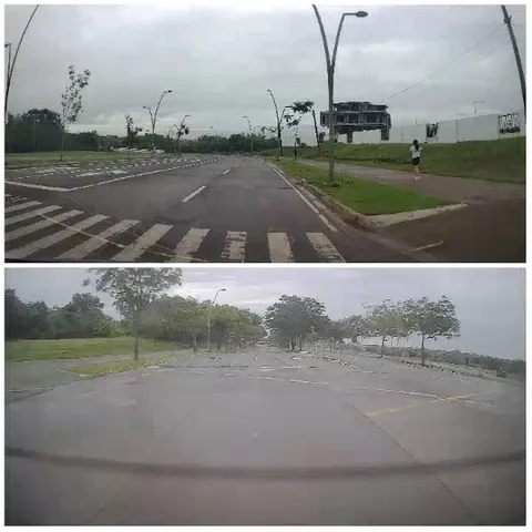 Road Intersection and Tree Lined Path